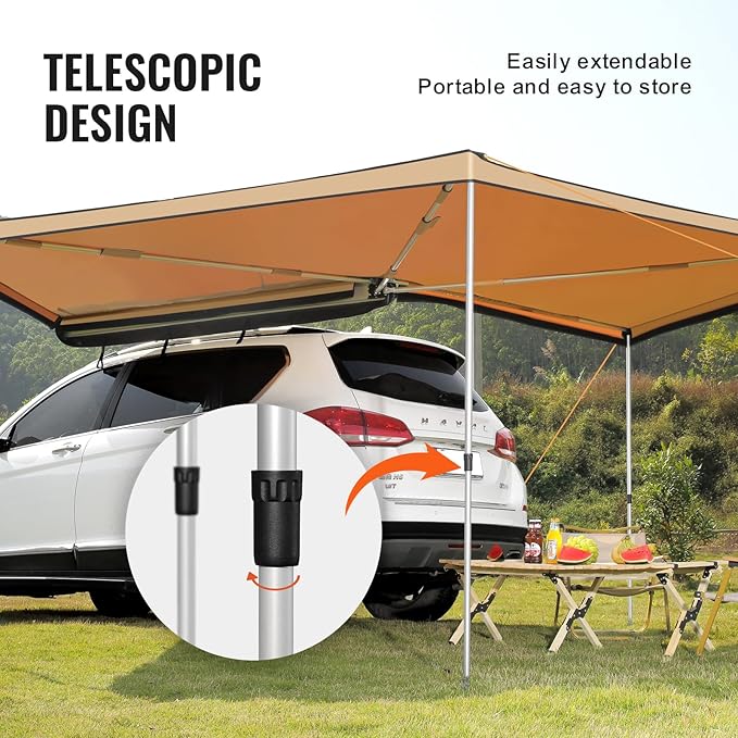 VEVOR 270 Degree Awning, Ultimate Sun Protection Vehicle Awning, Waterproof UV50+ Car Side Awnings with Carry Bag, All-Weather Free-Standing Overland Awnings Car Shelter for SUV Van Truck Camping