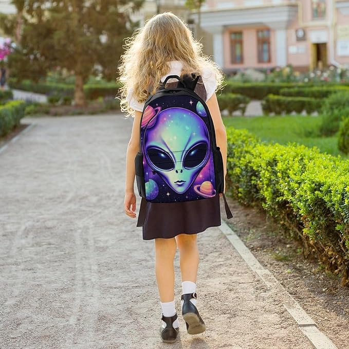 Rucksacks Lightweight Multipurpose Anti-Theft Alien And Ufo Space Universe Art Shoulder Bag Big Capacity Traveling Camping Backpack With Side Pockets