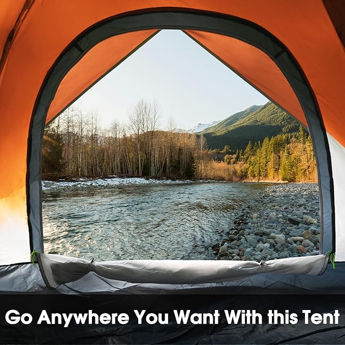 MOON LENCE Pop Up Tent 3-4 Person, 60s Instant Setup Camping Tent with 2 Doors, Water-Resistant & Windproof Dome Tent for Car Camping, Backyard, Traveling