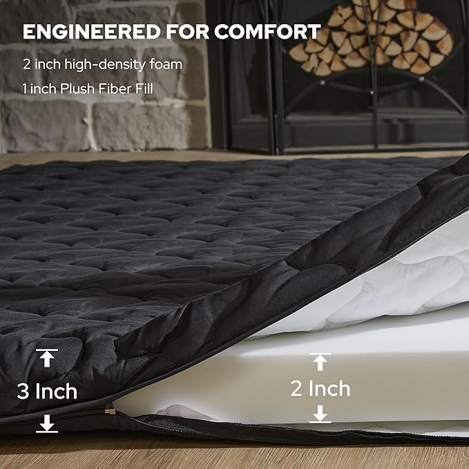 Japanese Floor Mattress, Futon Mattress Full Size 3" Thick Portable Sleeping Pad with High Density Foam, Foldable & Comfortable Tatami Mat for Adult, Roll Up Lounger Camping Bed, Gray