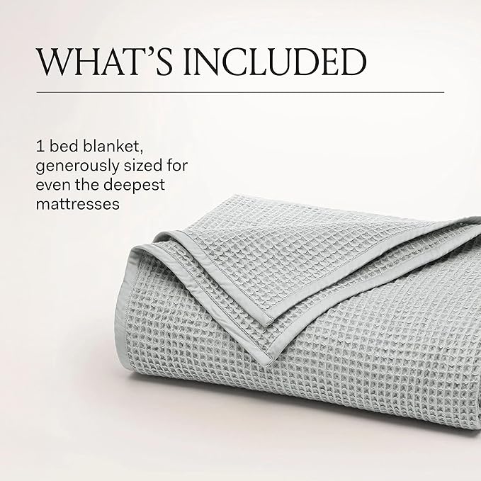 BOLL & BRANCH Waffle Bed Blanket - Twin/Twin XL, Shore - Luxury 100% Organic Cotton - Soft, Lightweight and Breathable - Textured Waffle Weave Design