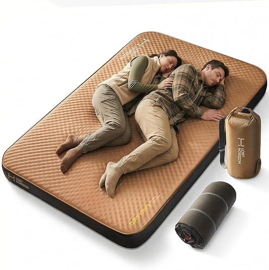 LOSTHORIZON Air & Foam Camping Mattress, Self-Inflating Sleeping Pad, 4.5" Thick, with Pump Sack, Full