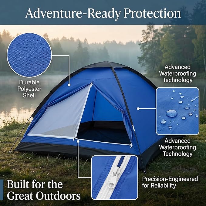1-Person Dome Tent for Camping Waterproof Lightweight Portable Backpacking Orange/Blue/Army Green/Green