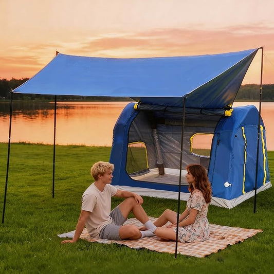 2-4 Person Inflatable Camping Tent | 60 Second Setup | 4 Season Waterproof (PU3000 Oxford) | All Weather Tent for Romantic Dates, Fall/Winter Camping, Hunting & Fishing