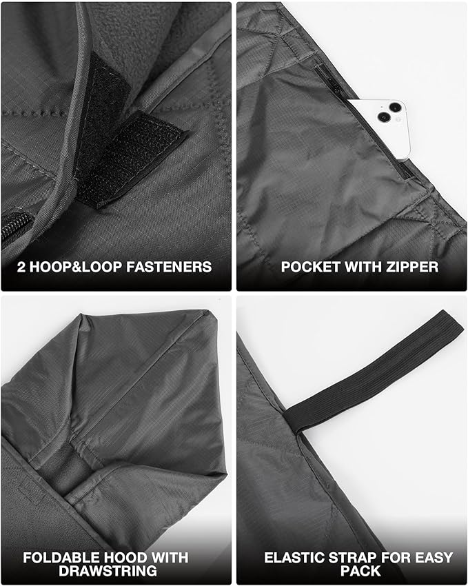 DUKUSEEK Large Waterproof Camping Blanket, Cold Weather Warm Fleece Blankets Windproof Triple Layers for Stadium,Camping, Concerts, Car, Dog