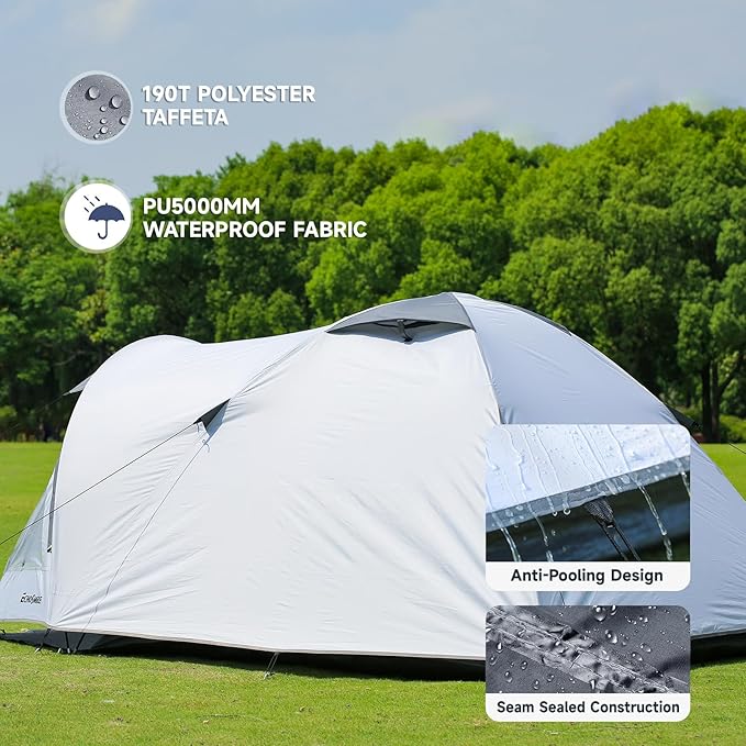 EchoSmile Camping Family Tent for 2-3 Person, Waterproof Dome Tent with Vestibule, Ultralight Easy Setup for Outdoor Camping, 3 Season