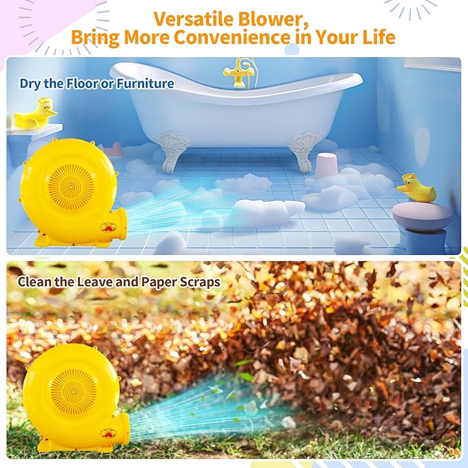 Bounce House Air Blower, 520W Blower for Inflatable Water Slide, Bouncy Castle, Inflatable Screen, Inflatable Tent, Floor Fan, Dryer