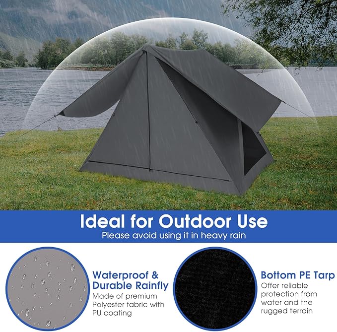 Goplus Pop-up Camping Tent 2-3 Person, 360° One-Way See-Through Family Tent, Waterproof Windproof 4-Season Shelter Tent w/Carry Bag, Rainfly, Easy Setup Portable Tent for Backpacking Hiking Outdoor