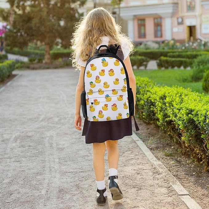 Backpack Lightweight Anti-Theft Multipurpose Funny Rubber Ducks White Shoulder Bag Large Capacity Travel Hiking Backpack With Padded Straps