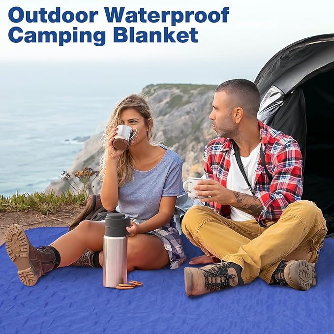 Outdoor Waterproof Camping Blanket, Foldable Fleece Stadium Blanket for Outdoor Sports Event, Camping, Picnics