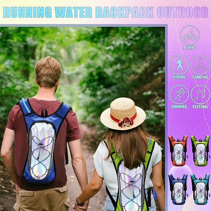 Chunful 4 Water Backpack Running Hydration Pack with 2L Hiking Water Bladder Pack for Musical Festival Essential Women Men Running Cycling Climbing Hiking, 4 Color