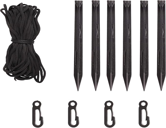 BEISHIDA Holiday Inflatable Replacement Accessories Including Plastic Piles and Tether Hooks Replacement Yard Inflatable Accessories Gardens and Home lawns 14PSC Black