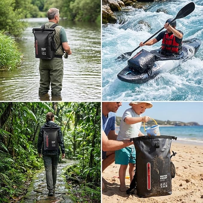 Dry Bag Waterproof 25L-Floating&Lightweight Bags for Women Waterproof Backpack for Kayaking, Boating, Fishing,Paddle boarding, Camping, Hiking,Roll-Top Seal&Adjustable Shoulder Straps