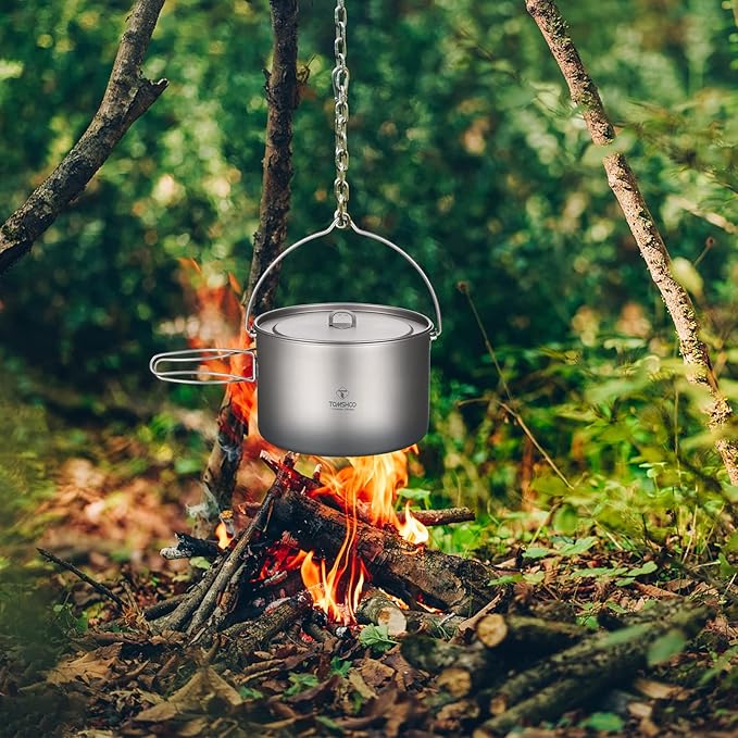 Camping Pot, Titanium Pot 750ml/900ml/1100ml/1600ml/2000ml/2800ml Ultralight ing Pot with Lid and Foldable Handle Outdoor Camping Backpacking Cooking Picnic