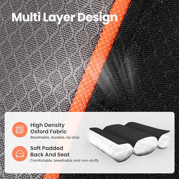 HIGH POINT SPORTS Oversized Camping Folding Chair, Heavy Duty Portable Lawn Chairs, Folding Chairs for Outside with Cup Holder and Cooler Bag for Camp, Travel, Support 450 LBS, 2 Pack, Black