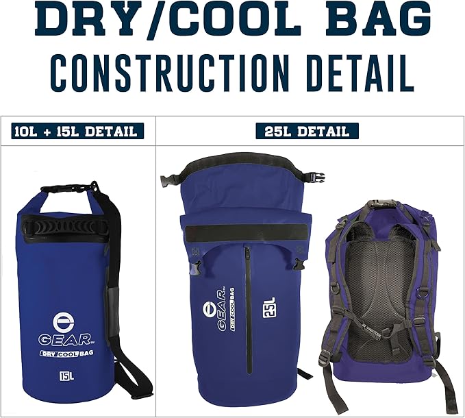 Enthusiast Gear Insulated Dry Bag Floating Cooler – 10L / 15L / 25L Roll Top, Leak Proof, Waterproof, Collapsible, with Padded Shoulder Strap - Perfect for Kayaking Fishing Beach
