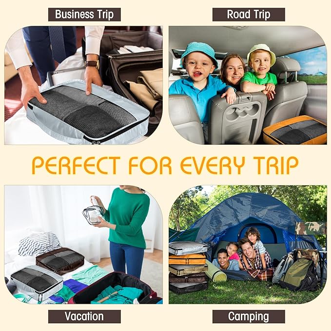 5 Pcs Packing Cubes for Suitcase Large Travel Cubes Carry on Luggage Organizer Bags for Clothes Accessories(L,Apricot)