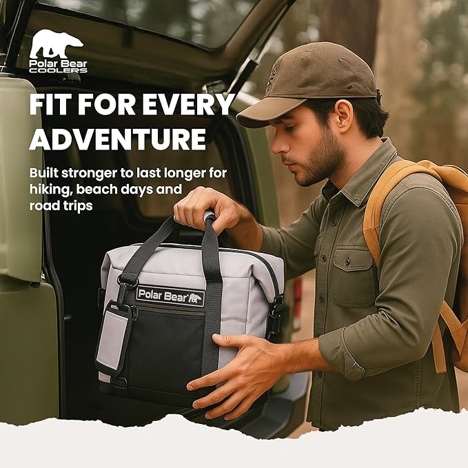 Polar Bear Coolers - Original Soft Cooler Bag - Insulated Leak Proof Beach Cooler Bag, Small Thermal Bags for Travel - Heavy Duty & Portable - Sweat Proof Picnic Carrier - Nylon