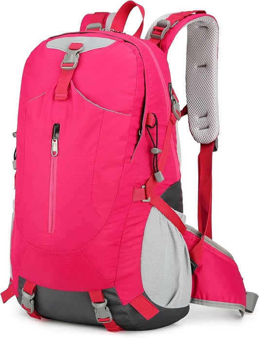 Hiking Backpack for Men and Women, Travel, Sport Outdoor, Lightweight Back Pack, Camping, Bag, waterproof, 40L.(Rose Red)