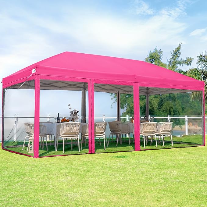 Quictent 10'x20' Pop up Screened Canopy Tent with Mosquito Netting, Portable Easy up Outdoor Screen House Shelter for Patio, Camping and Picnic, Includes Wheeled Carry Bag