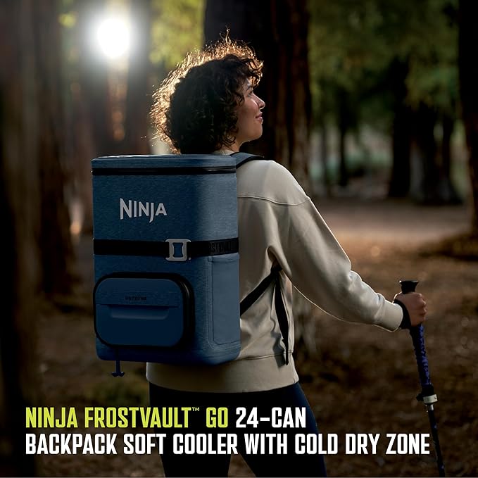 Ninja FrostVault Go Can Soft Cooler, 24/36 Can, Leak Proof, Built-In Cup Holder, 2 Ice Packs & Dry Storage Drawer, Polyester Insulation, Hiking, Camping, Picnic