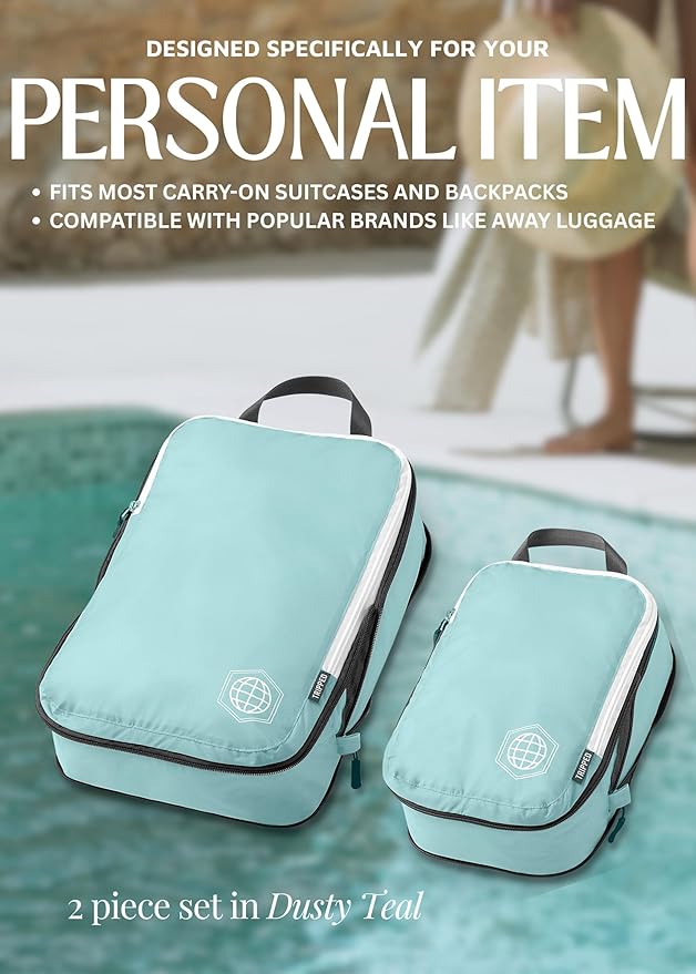 Compression Packing Cubes Set for Carryon Suitcases- Lightweight, Durable Clothes Organizer