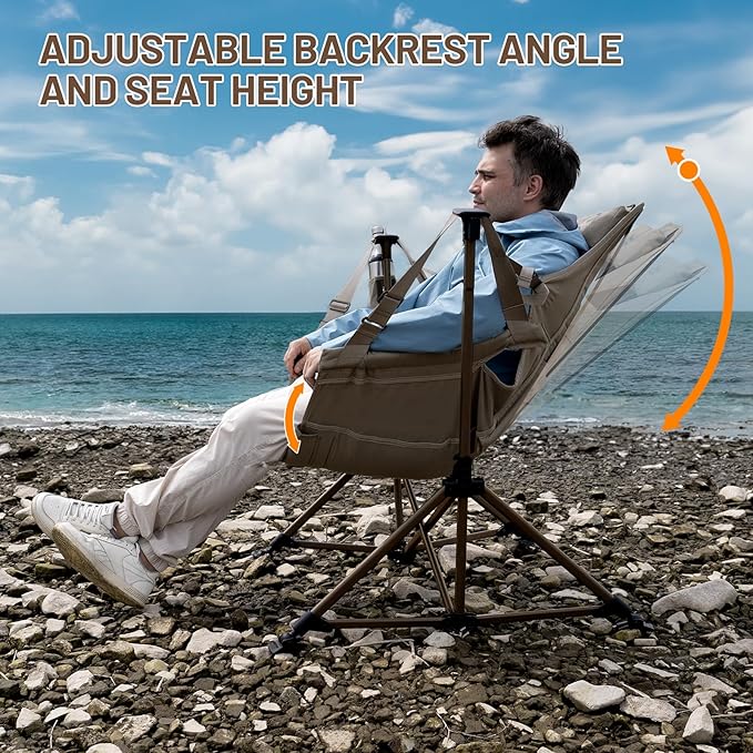 TIMBER RIDGE Hammock Camping Chair, Oversized Swinging Chair with Adjustable Back and Seat Height, Portable Folding Rocking Camping Chair for Outdoor Lawn, Backyard and Patio, Supports 400lbs
