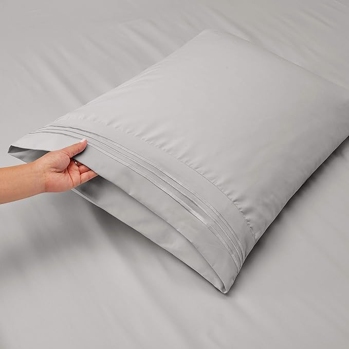 Clara Clark Queen Sheets, 6 Piece Set - Hotel Luxury Sheets for Queen Size Bed, Super Soft Bedding Set, Silver
