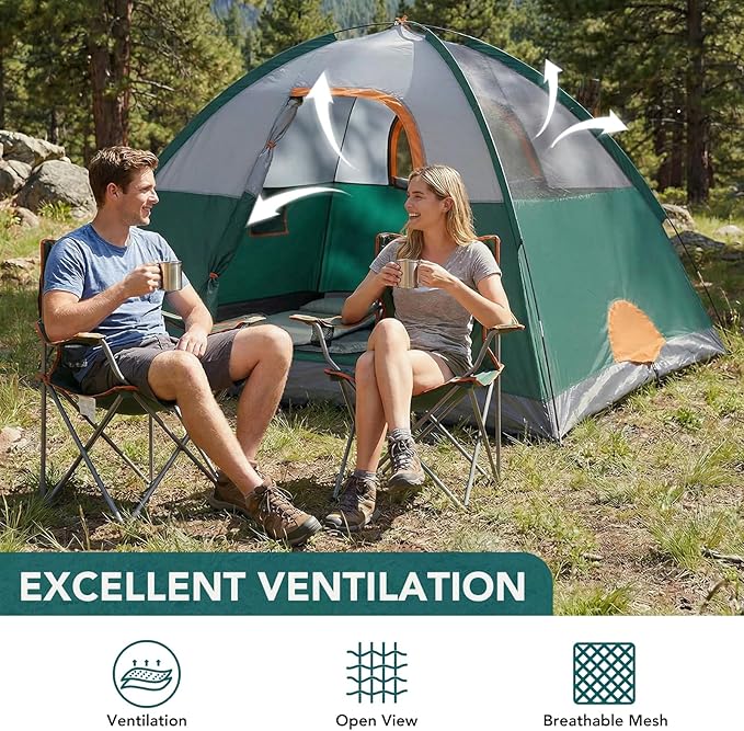 OLIXIS Camping Tent 2/4 Person, Waterproof Windproof Dome Tent with Multi-Directional Ventilation, Quick 5 Min Setup for Family Outdoor, Backpacking, Hiking