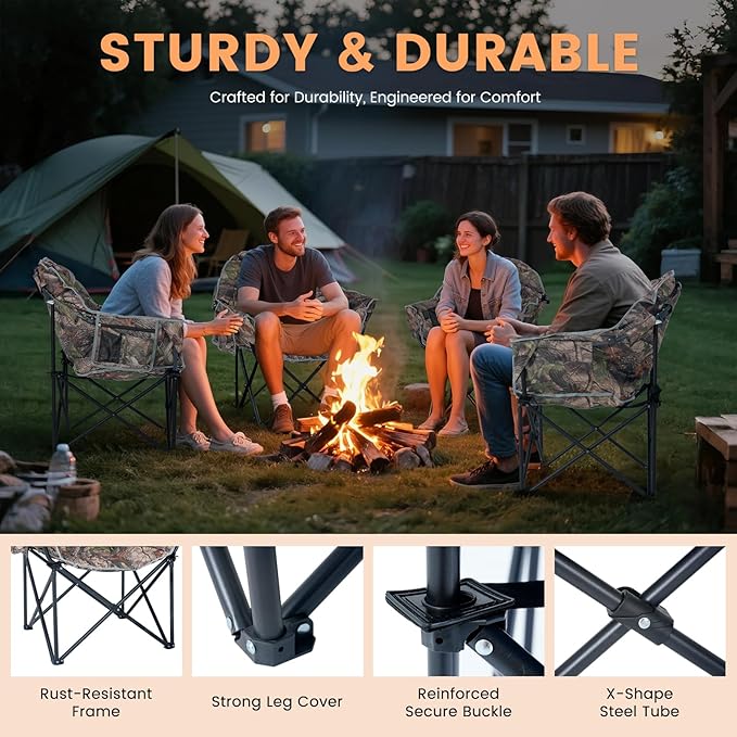 Oversized Heated Camping Chair, Heated Chairs Outdoor Sports with 3 Heat Levels, Portable Folding Heated Outdoor Chair for Lawn Patio Lounge, Battery NOT Included