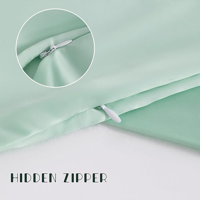 NTBAY Zippered Silk Satin Toddler Pillowcases - 2 Pack Hidden Zipper 13x18 Pillowcases - Luxury and Silky Baby Travel Pillow Covers, Cyan
