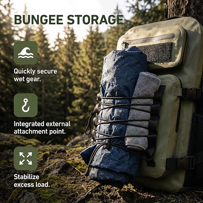 Dry Bag Waterproof Backpack 30L Tactical Backpack for Kayaking Hiking Boating Paddle Boarding Fishing Travel Camping Beach Floating Dry Bag for Men Women (Green)