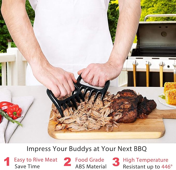 BBQ Grill Gloves Kit, 1472°F Heat Resistant BBQ Gloves, Meat Shredder Claws & Silicone Basting Brush for Grilling, Smoker, Baking, Barbecue & Outdoor Cooking