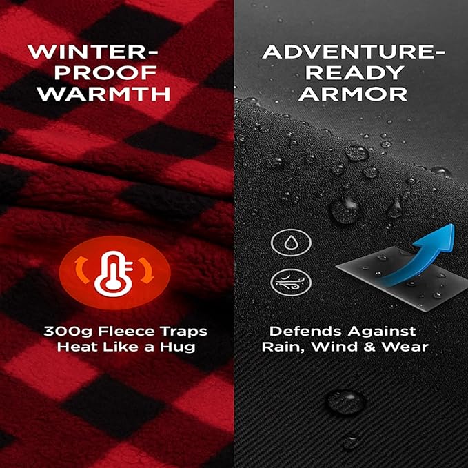 The Chair Blanket™ Reversible Waterproof with Sherpa Lining – Portable Outdoor Cover for Camping, Sports & Patio – Folds into Carry Pouch with Strap - Buffalo Plaid