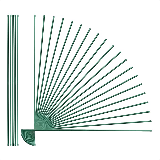 Fencer Wire 25 Pack of 4ft / 48 Inch Durable Metal Plant Supports Garden Stakes, Plant Stakes, Garden Poles for Outdoor & Indoor, Plant Support and Sticks for Tomato, Potted Plants, Beans, Cucumbers