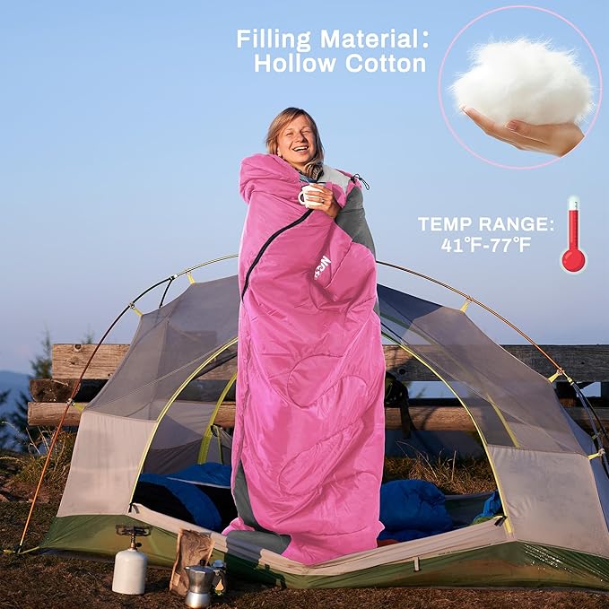 Elevon Double Sleeping Bag 2 Pillows for Adults, Queen Size XL Sleeping Bag Waterproof, Compact with Compression Sack, 2 Person Sleeping Bags Cold Warm Weather- 3 Seasons, Backpacking, Hiking, Travel