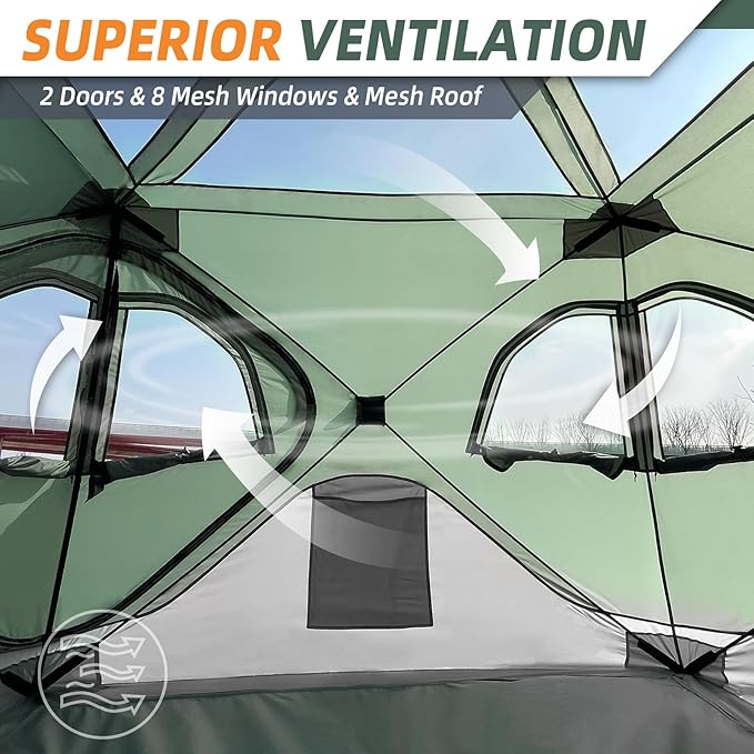 Pop Up Tent for Camping, Instant Cabin Hub Tent 4 Person, Waterproof Hub Shelter with Rainfly & Removable Floor, Easy Setup Windproof Large Family Shelter for Outdoor & Overlanding