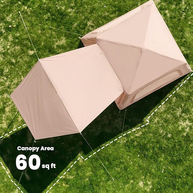 Inflatable Tents for Camping, Blow Up Tent with Hand Pump, Easy Setup Inflatable Hot Tent with Stove Jack, Waterproof Oxford Air Glamping Tents for Camping Adult 4 Person Upgrade Version