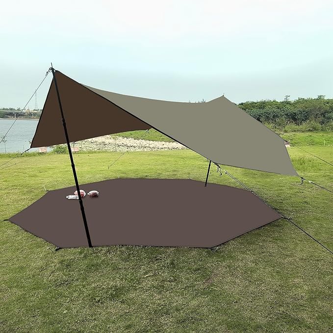 13.5x13.5 ft Tent Footprint Waterproof Camping Tarp Ultralight Mat Under Tent Moisture-Proof Ground Sheet Mat(Brown)