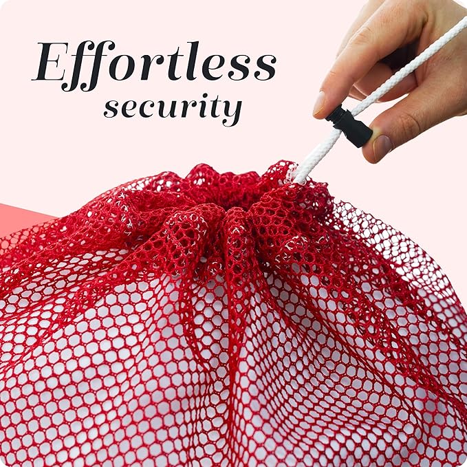 Handy Laundry Mesh XL Laundry Bags - Durable, Machine Washable with Secure Drawstring Closure - Perfect for College Dorms, Laundromats, Apartments (Red, Large 24" x 36", 2-Pack)