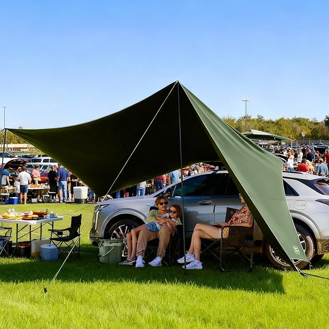 TIMBER RIDGE 19x9.8ft Retractable Car Awning with Blackout Coating, 186ft² Roof Rack Pull-Out Sun Shade Overland Camping, UPF50+ Waterproof Sun Shelter for Vehicle/Truck/Jeep/SUV/Van Green
