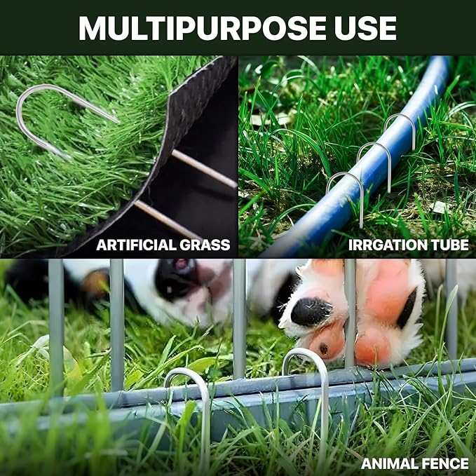 U Shaped Landscape Garden Staples 4 Inch 80 Pack Updated 11Gauge Irrigation Stakes Galvanized Garden Stakes Fabric Pins for Soaker Hose Drip Line Tubing Yard Lawn Staples for Outdoor Decorations