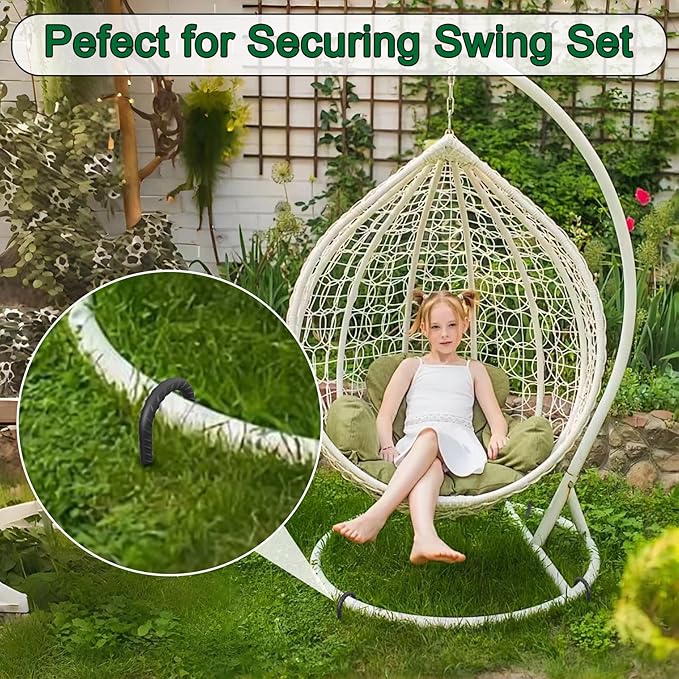 16 Inch Ground Rebar Stakes Heavy Duty J Hook Ground Anchors 40 Pack, Tent Stakes with Chisel Point End, Chain Link Fence Spikes for Bounce House, Gazebos and Outdoor Decorations Inflatables