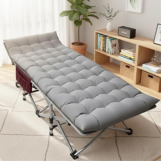ABORON Camping Cot for Adults, Folding Sleeping Cot with Mattress, 500 lb Capacity Heavy Duty Outdoor Folding Sleeping Bed, Portable Cot Bed for Camping, Indoor Guest Use, Home & Travel