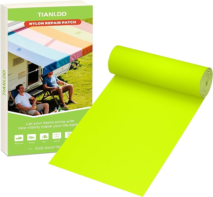 4x78in Nylon Repair Tape，Tent Repair Kit，Self Adhesive Waterproof Fabric Repair Tape for Tent, Umbrella, Sleeping Bag, Down Jackets,Knapsack.（Bright Yellow）