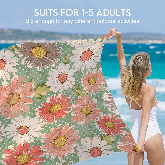 BYDOLL Beach Blanket Waterproof Sandproof Large 78''×81''/10'×9' Sand Free Oversized Sandless Picnic Mat Water Proof Packable Lightweight Blanket for Beach Camping Hiking Travel