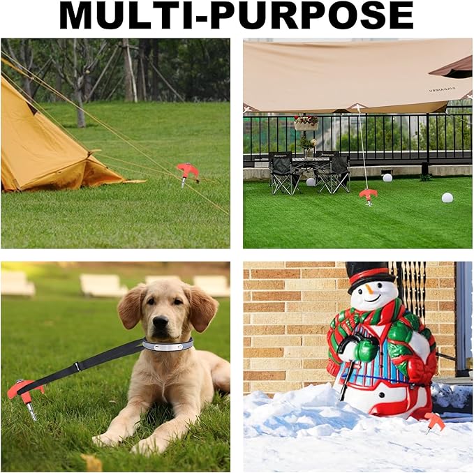 4 Pcs Tent Stakes Heavy Duty, 8 inch Ground Anchors Screw in, Screw in Tent Stakes, Camping Stakes with Storage Box, Threaded Tent Spikes with Hex Head Driver and Stake Puller, Ground Stakes