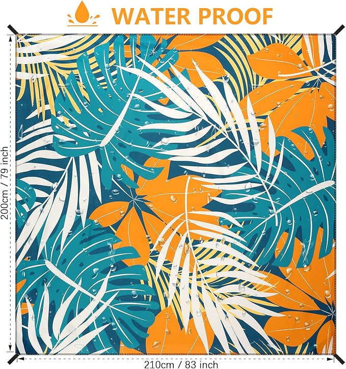 Beach Blanket Waterproof Sandproof Extra Large Beach Mat 79" X 83"/120"x108"for 1-8 Adults Quick Drying Durable Outdoor Picnic Mat for Beach Travel Camping Hiking
