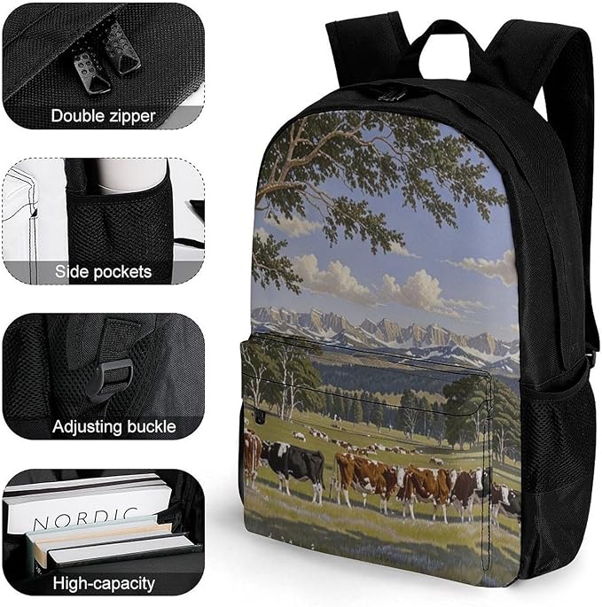 Rucksacks Lightweight Multipurpose Anti-Theft Animal Herefords Cattle Party Shoulder Bag Big Capacity Laptop Book Bag Rucksack With Padded Straps