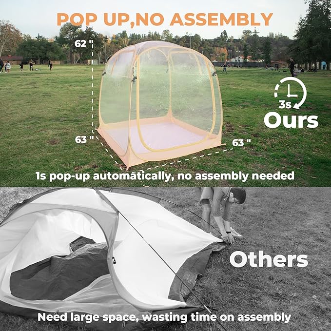 All Weather Proof Pod,Outdoor Weather Tent Sports Pod,540°View Bubble,Pop Up Screen House with Carry Bag,Screen Room for Sport Event,Camping,Fishing,Cheering